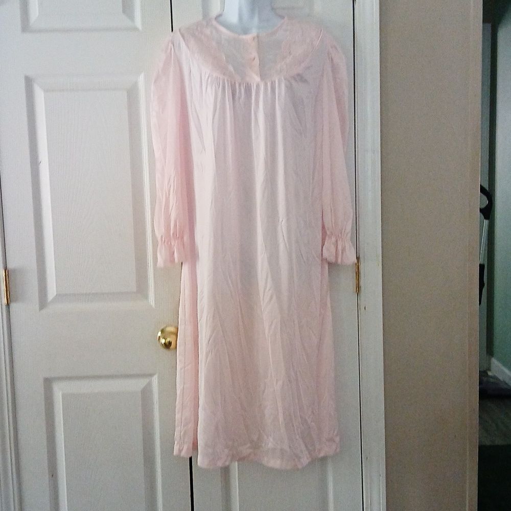 Nancy King Lingerie vintage pink long sleeve night gown  Sz L